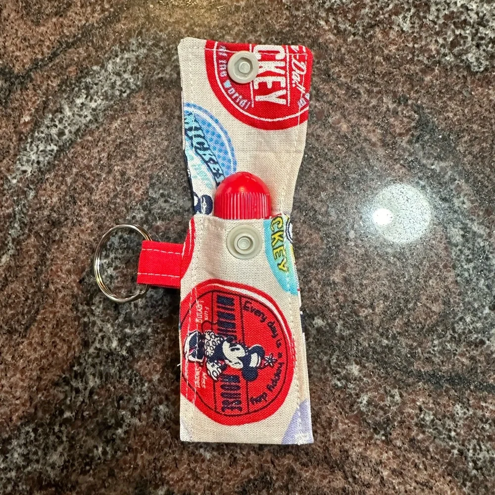Handmade lip balm holder keychain- Mickey and friends